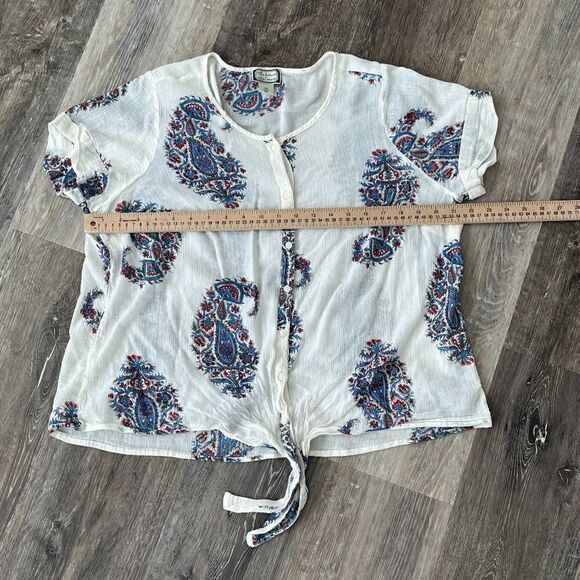 Lucky Brand Peter Dunham Paisley Front Tie Top 1X - Picture 4 of 9